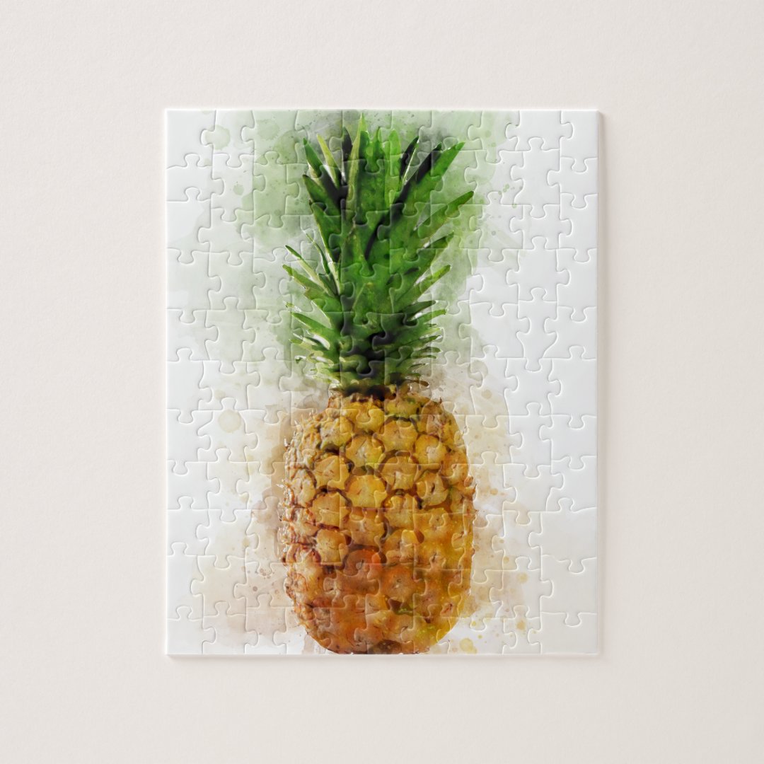 Pineapple Watercolor Jigsaw Puzzle Zazzle