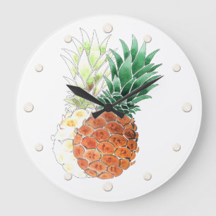 Pineapple, watercolor . large clock