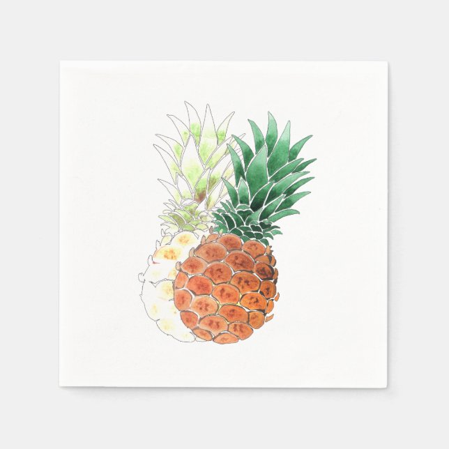 Pineapple, watercolor . napkins (Front)