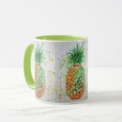 Pineapple Watercolor Painting Mug Green