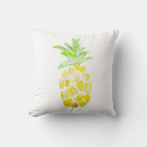 Pineapple watercolor painting throw pillow