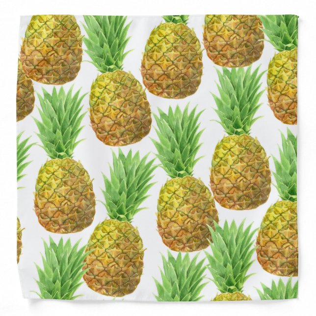 Pineapple watercolor pattern bandana (Front)