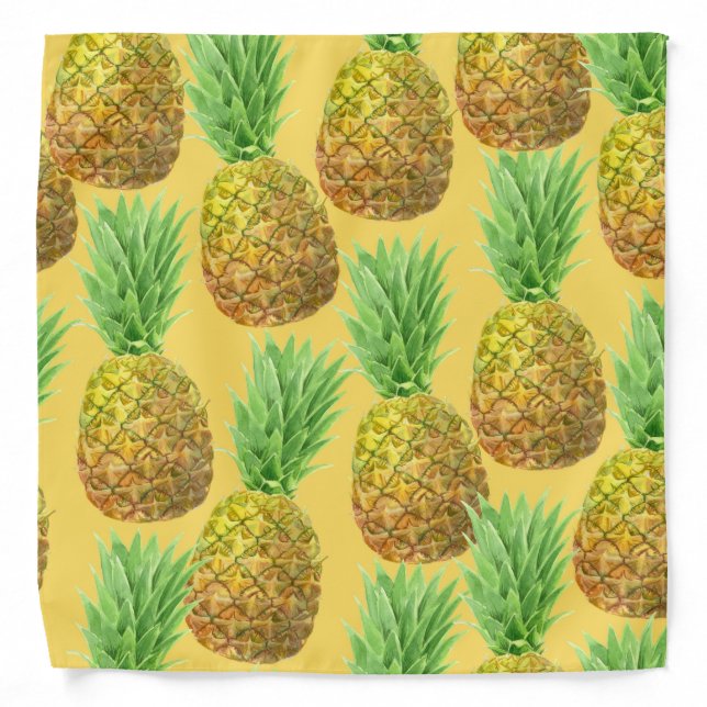 Pineapple watercolor pattern bandana (Front)