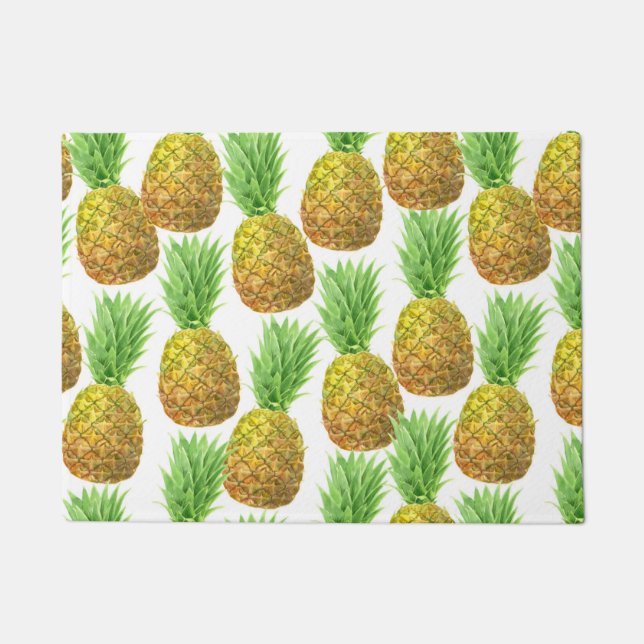 Pineapple watercolor pattern doormat (Front)