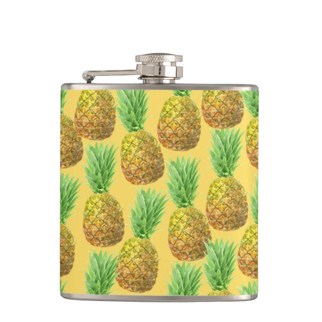 Pineapple watercolor pattern flask (Front)