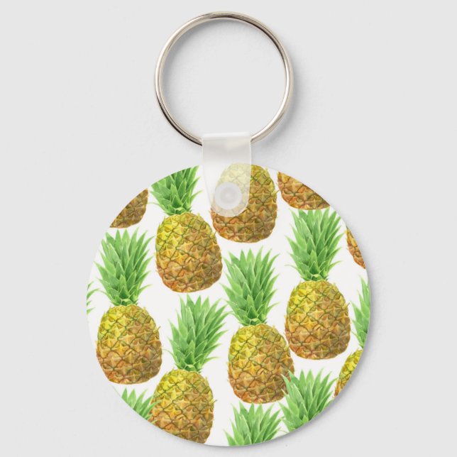 Pineapple watercolor pattern keychain (Front)