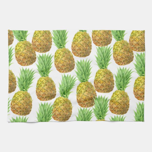 Pineapple watercolor pattern kitchen towel (Horizontal)