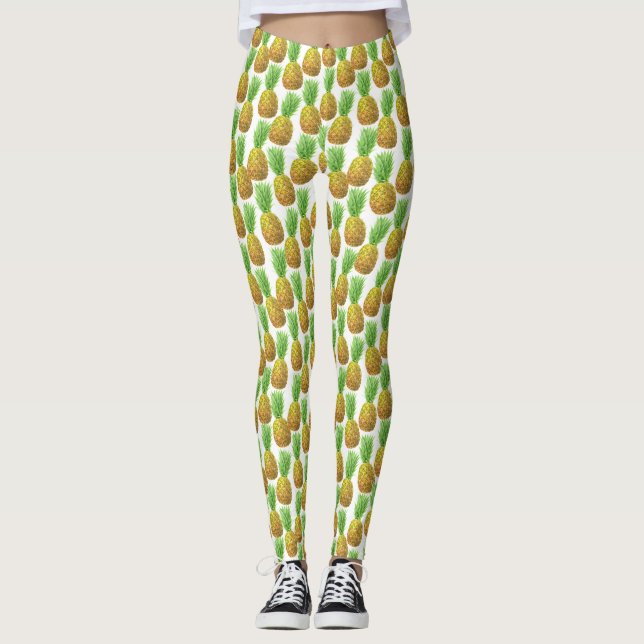 Pineapple watercolor pattern leggings (Front)