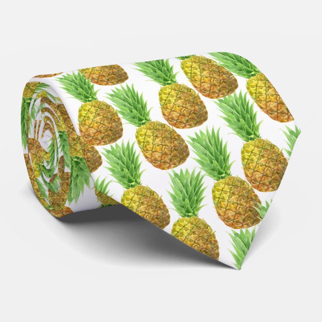 Pineapple watercolor pattern neck tie (Rolled)
