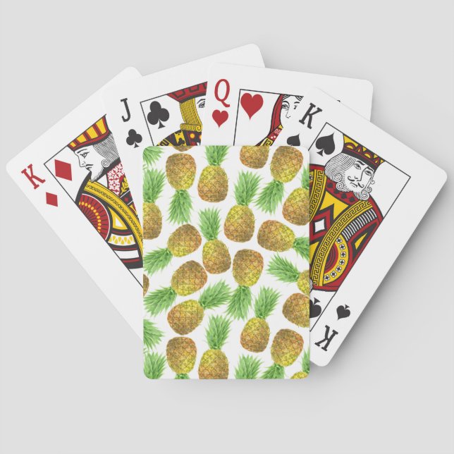 Pineapple watercolor pattern poker cards (Back)