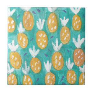 Pineapple Watercolor Print Tile