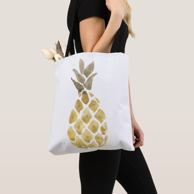 Pineapple Watercolor Simple Tote Bag (Close Up)
