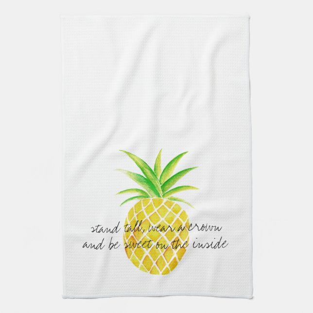 Pineapple Watercolor Stand Tall Wear a Crown Towel (Vertical)
