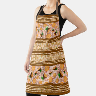 Pineapple Watercolor Stripes and Circles Apron