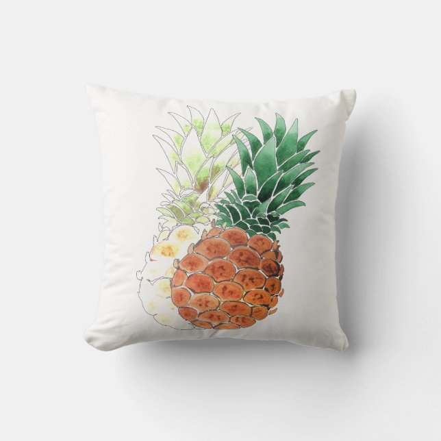 Pineapple, watercolor . throw pillow (Front)