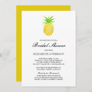 Pineapple Watercolor Tropical Bridal Shower Invitation