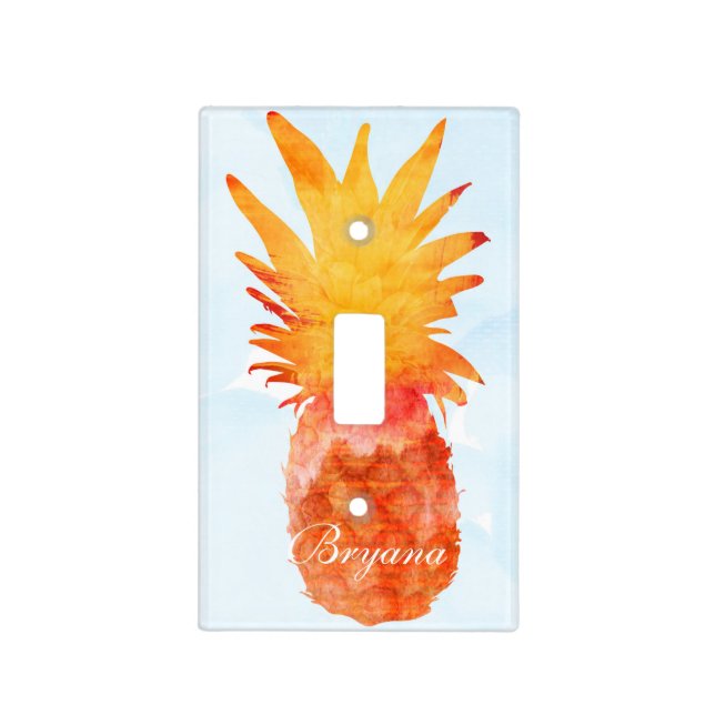 Pineapple Watercolor Tropical Light Switch Cover (Front)