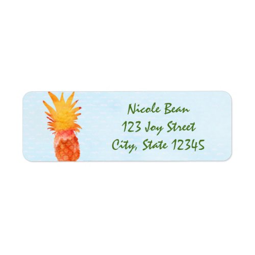 Pineapple Watercolor Tropical Luau Address Labels