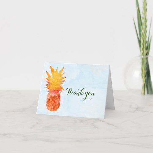 Pineapple Watercolor Tropical Luau Thank You Card