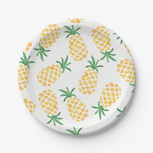 Pineapple watercolour party plate (Front)
