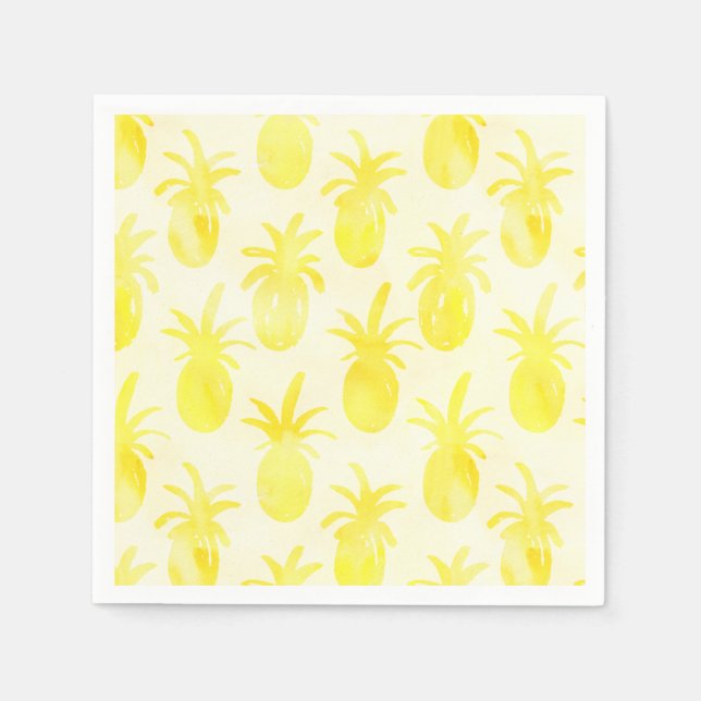 Pineapple watercolour yellow pattern napkins (Front)