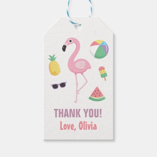 Pineapple Watermelon Flamingo Thank You Gift Tags