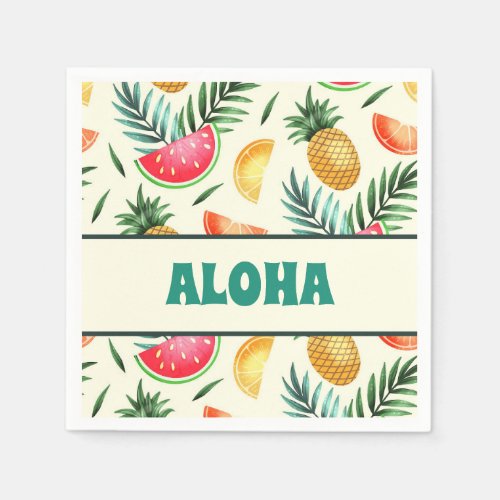 Pineapple Watermelon Summer Luau Party Themed Napkins