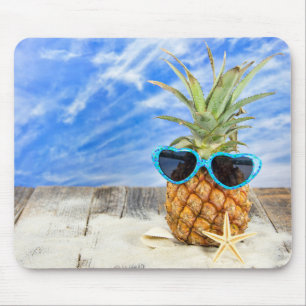 pineapple wearing heart sunglasses mouse pad