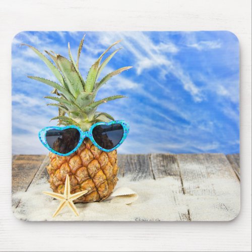 pineapple wearing heart sunglasses mouse pad