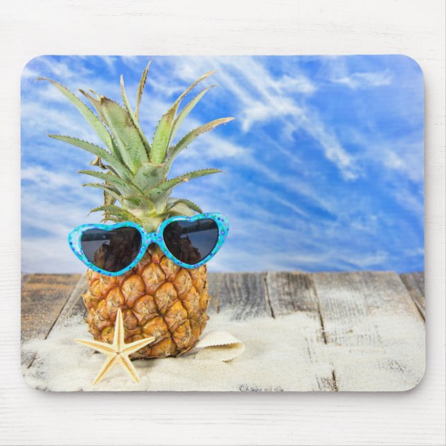 pineapple wearing heart sunglasses mouse pad (Front)
