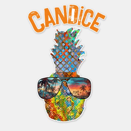 Pineapple wearing Sunglasses Beachy Personalized Sticker