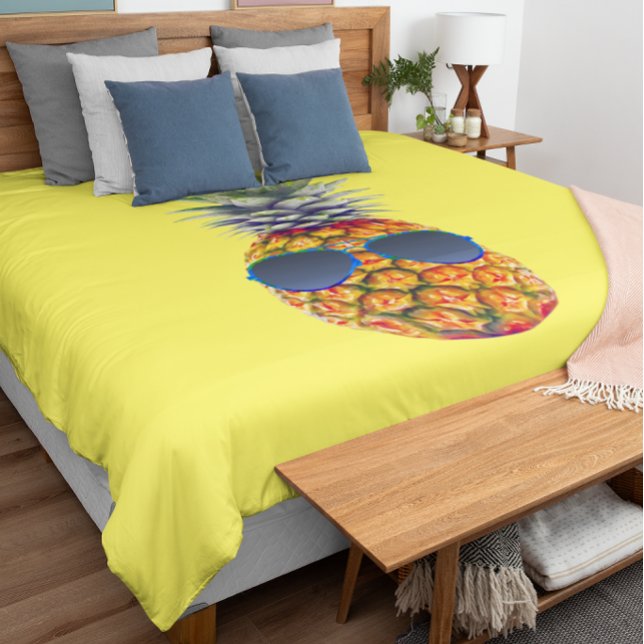 Pineapple Wearing Sunglasses Foodies, ZSSG King Duvet Cover (Pineapple Wearing Sunglasses Foodies King Duvet Cover)