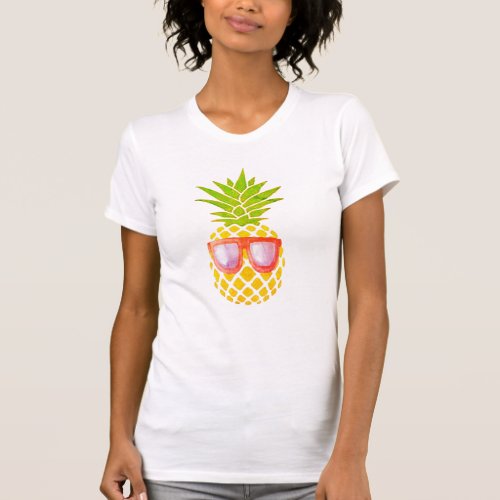 Pineapple Wearing Sunglasses Glasses Beach T_Shirt