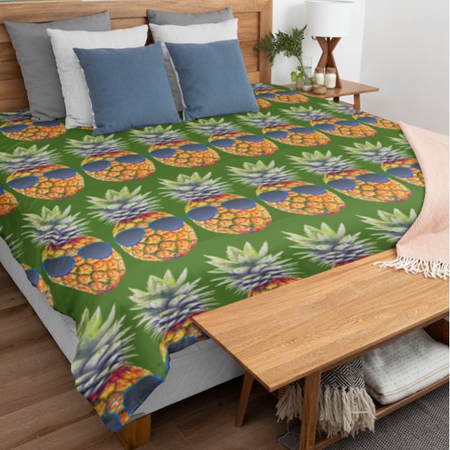 Pineapple Wearing Sunglasses Pattern Foodies, ZSSG Duvet Cover (Pineapple Wearing Sunglasses Pattern Foodie Duvet Cover)
