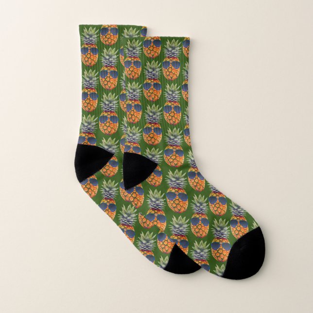 Pineapple Wearing Sunglasses Pattern Foodies, ZSSG Socks (Pair)