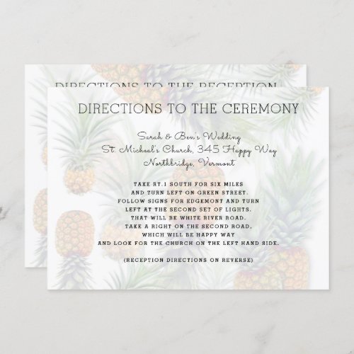 Pineapple Wedding Direction Cards Double Sided