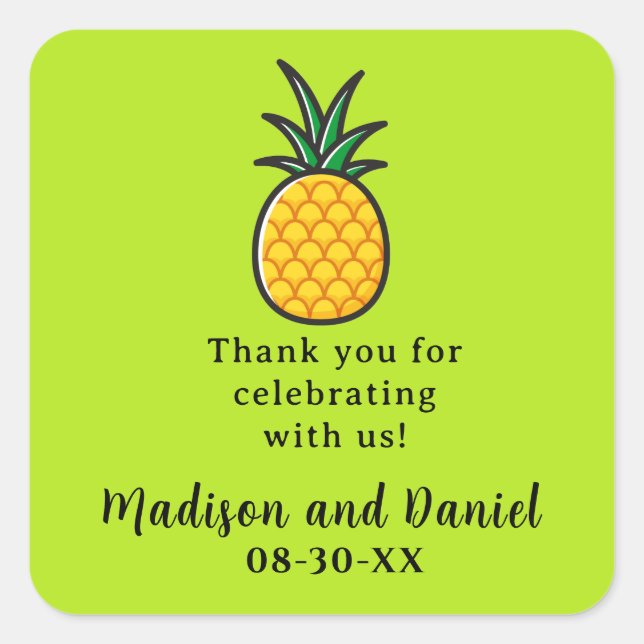 Pineapple Wedding Tropical Favor Sticker (Front)