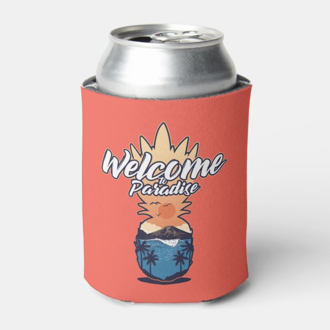 Pineapple Welcome custom text can cooler (Can Front)