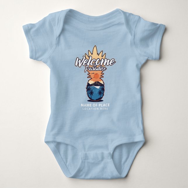 Pineapple Welcome custom text clothing Baby Bodysuit (Front)