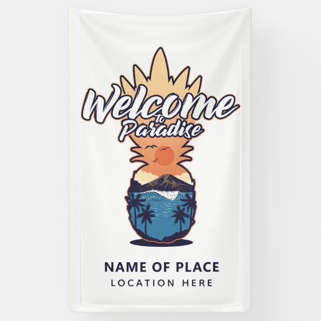 Pineapple Welcome custom text & color banner (Vertical)