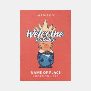 Pineapple Welcome custom text & color Outdoor Rug