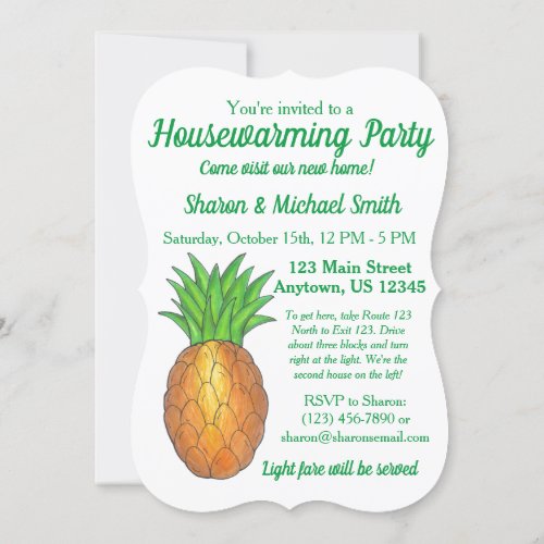 Pineapple Welcome Open House Housewarming Party Invitation