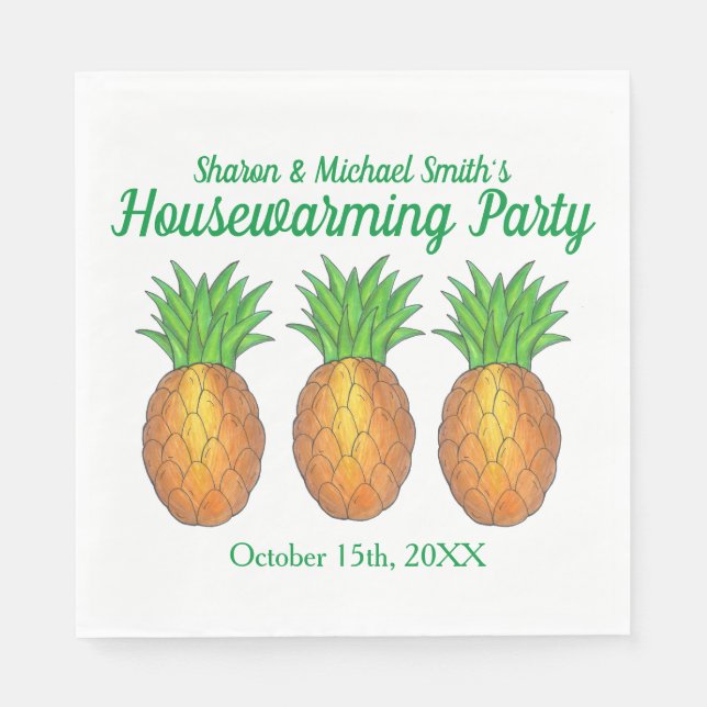 Pineapple Welcome Open House Housewarming Party Napkins (Front)