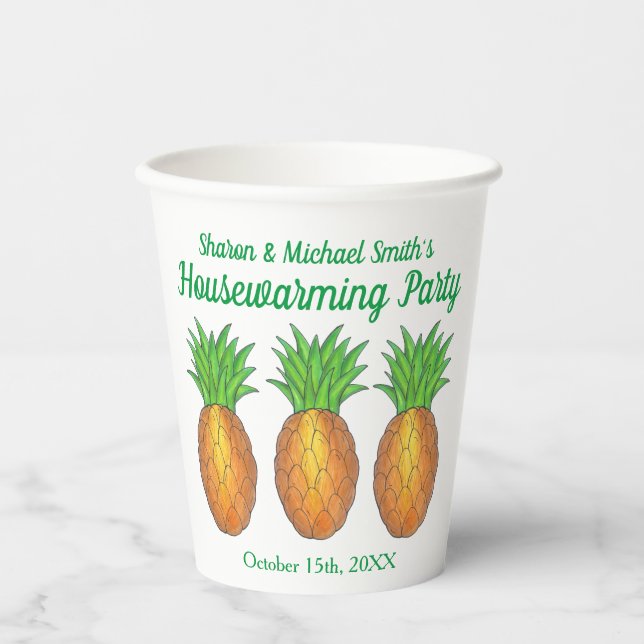 Pineapple Welcome Open House Housewarming Party Paper Cups (Front)