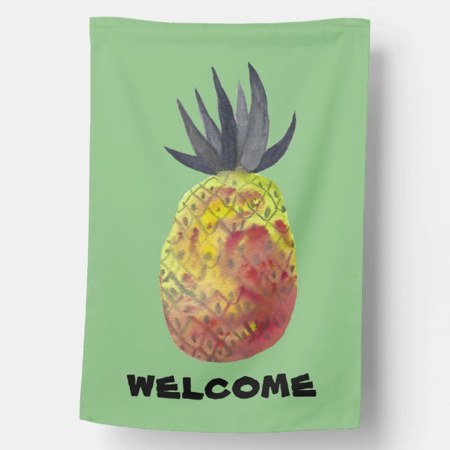 Pineapple Welcome Sweet Colorful Customize it!  House Flag (Front)