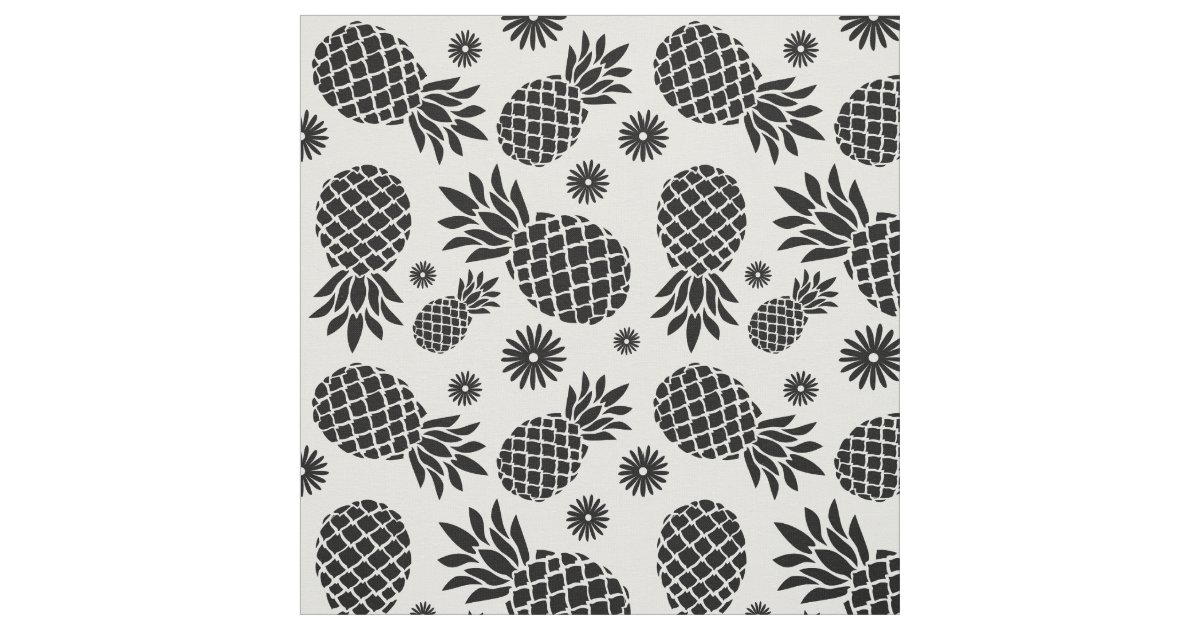 Pineapple white and your own color custom pattern fabric Zazzle