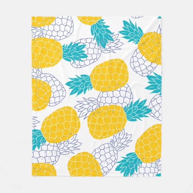 Pineapple white background, seamless pattern. fleece blanket (Front)