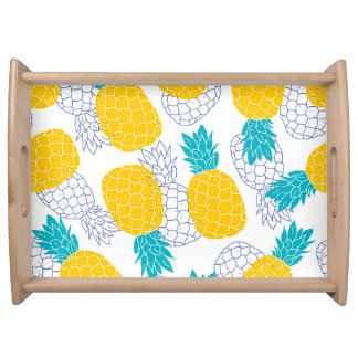 Pineapple white background, seamless pattern. serving tray