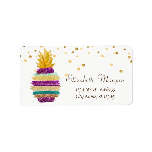 PineappleWhiteFaux Gold Foil Confetti  Label