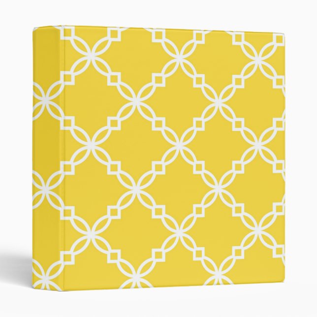 Pineapple White Large Fancy Quatrefoil Pattern Binder (Front/Spine)